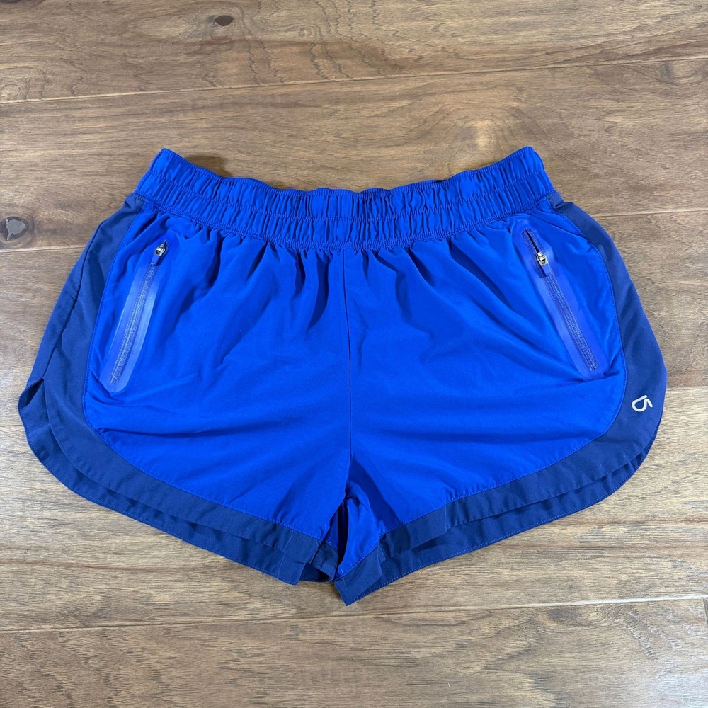 GapFit Blue‎ Athletic Shorts Women's Size M Running Gym Workout Zip Pockets